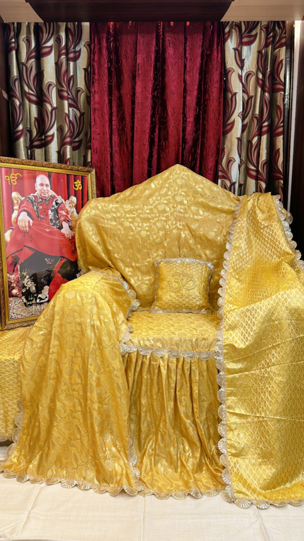 Golden Yellow Guruji Satin Chola