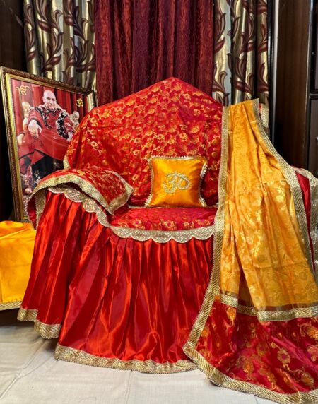 Guruji Red and Yellow Satin Chola