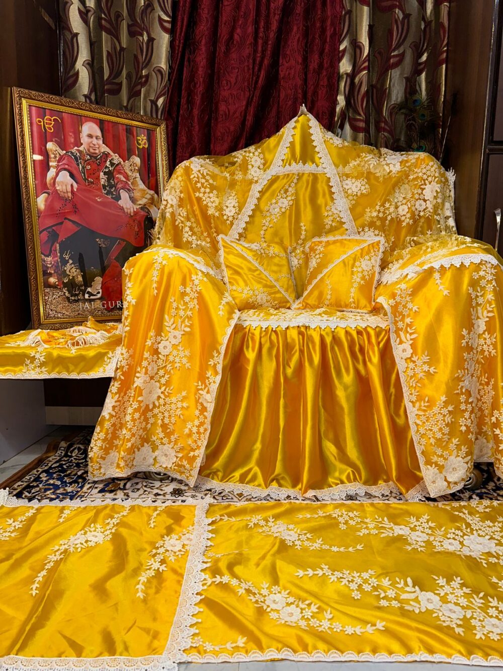 Yellow Color Net and Satin Chola